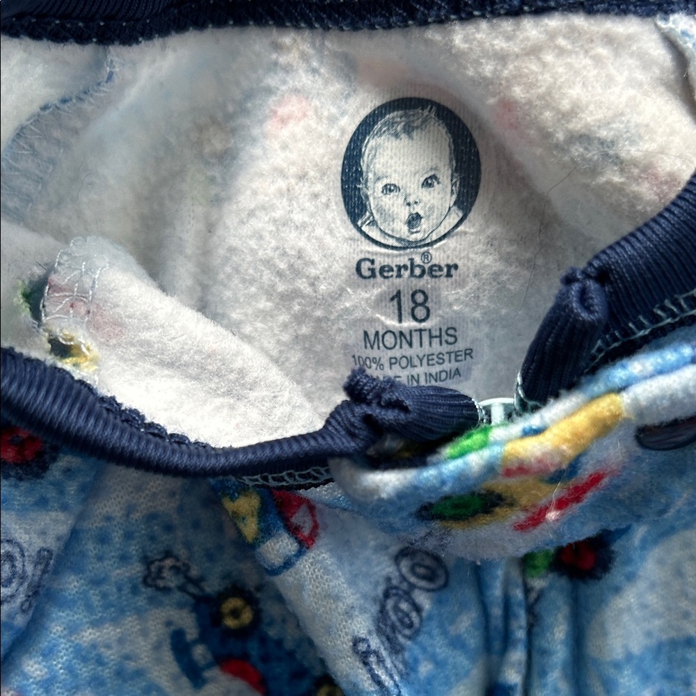 3 Pair Gerber Kids One Piece Footies - Red, Blue, Multicolor - Picture 2 of 8